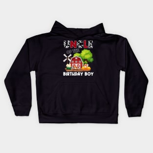 Uncle Of Birthday For Girl Cow Farm Birthday Cow Kids Hoodie